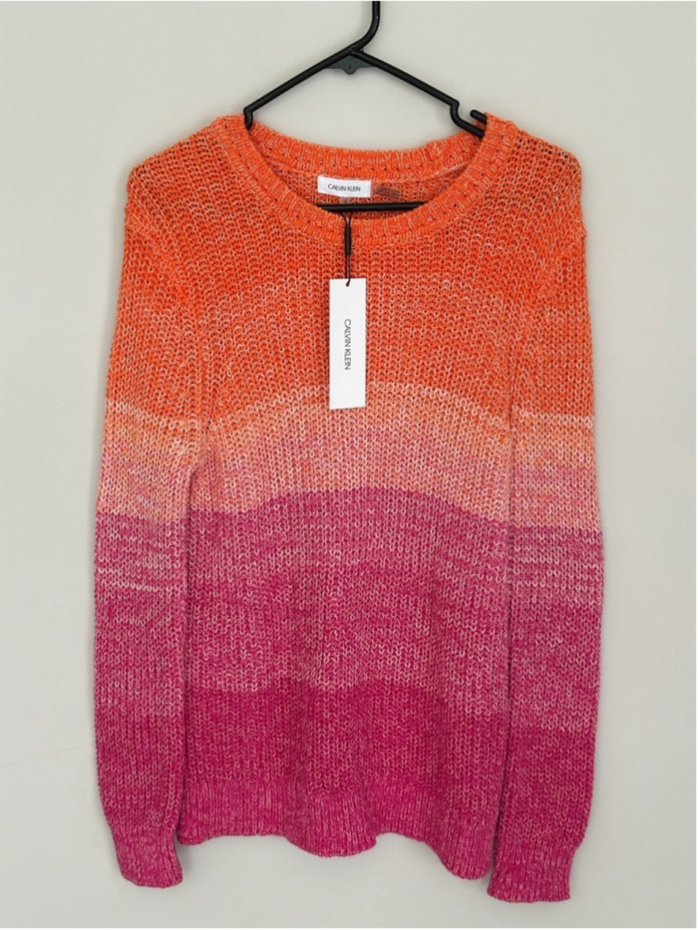 Women's Calvin Klein Ombre Crew Neck Sweater Size M Orange Pink